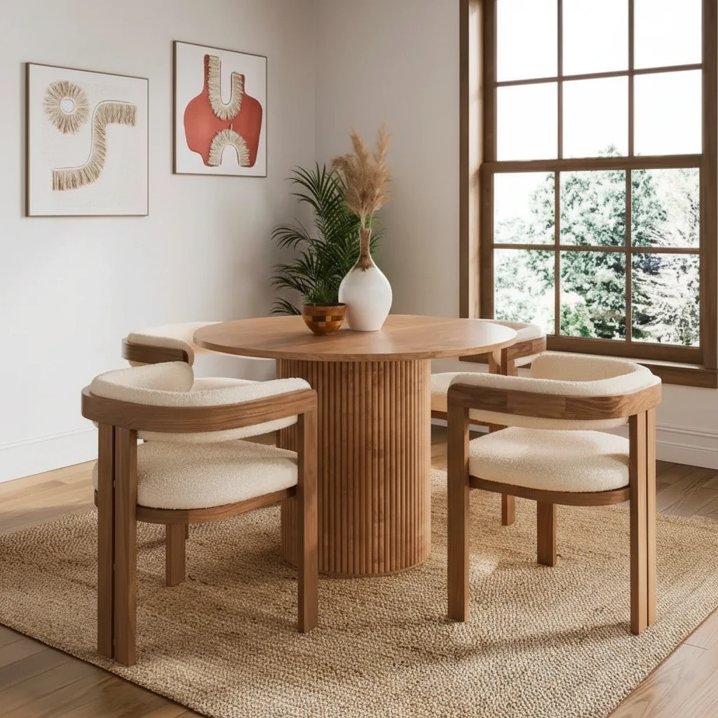 Juego de Comedor 4 Sillas Micaela Beige Claro