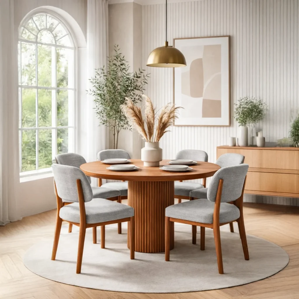 Juego de Comedor Natural 6 Sillas Nicolas Plomo Plata