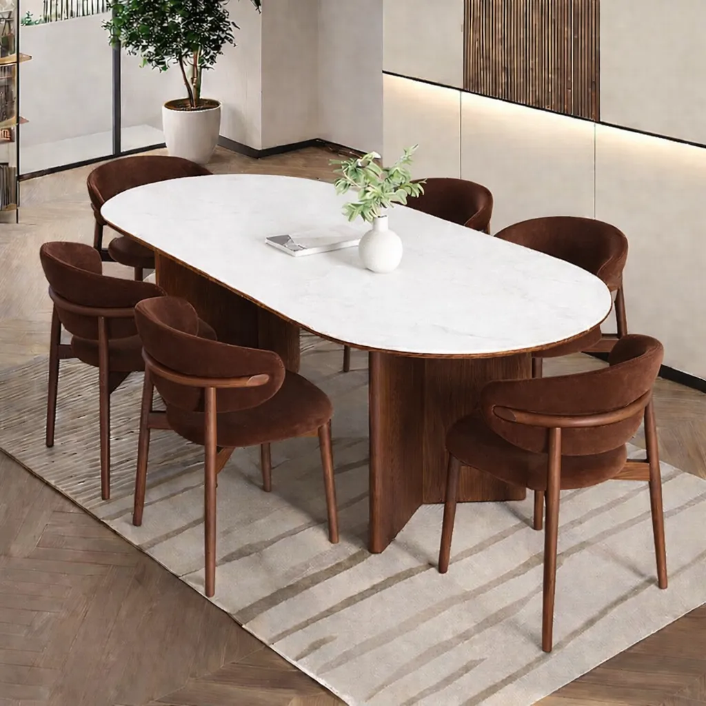 Juego de Comedor Nogal 6 Sillas Luna Marrón